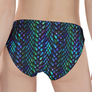 Turquoise Dragon Scales Pattern Print Women's Panties