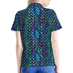 Turquoise Dragon Scales Pattern Print Women's Polo Shirt