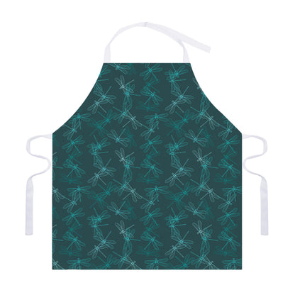 Turquoise Dragonfly Pattern Print Adjustable Apron