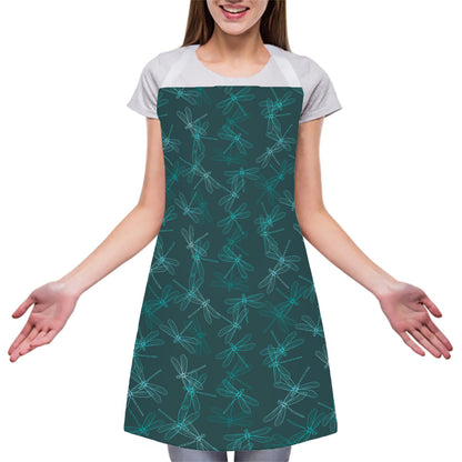 Turquoise Dragonfly Pattern Print Adjustable Apron
