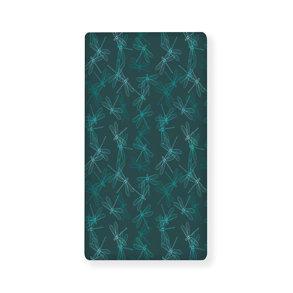 Turquoise Dragonfly Pattern Print Baby Crib Sheet