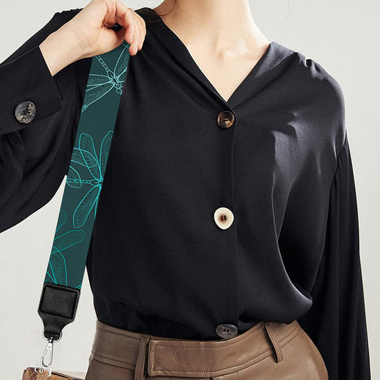 Turquoise Dragonfly Pattern Print Bag Strap