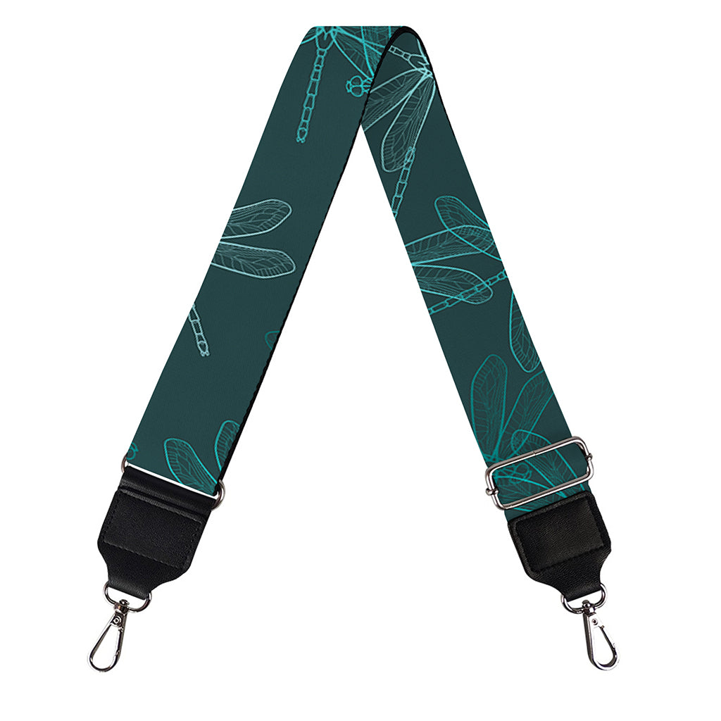 Turquoise Dragonfly Pattern Print Bag Strap