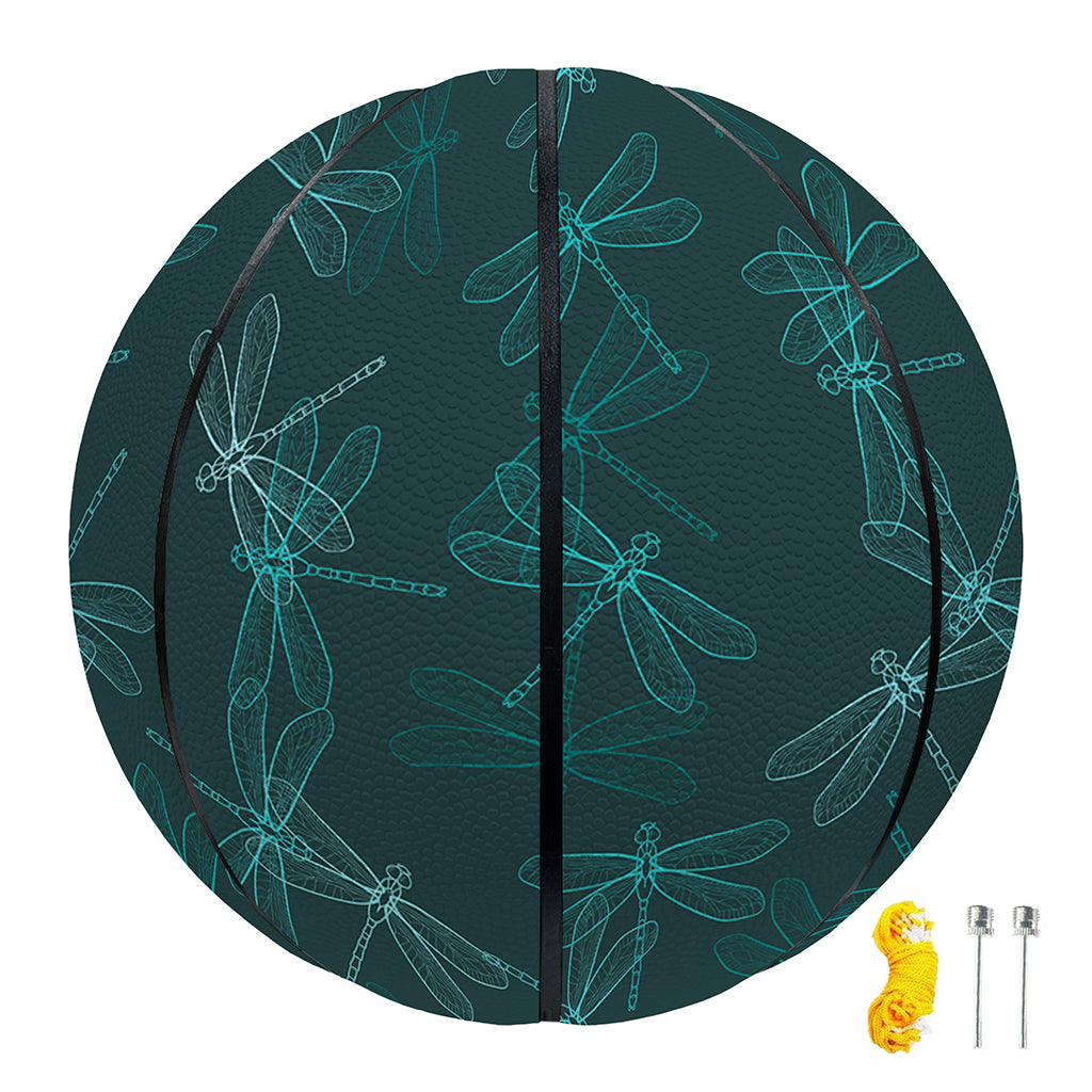 Turquoise Dragonfly Pattern Print Basketball