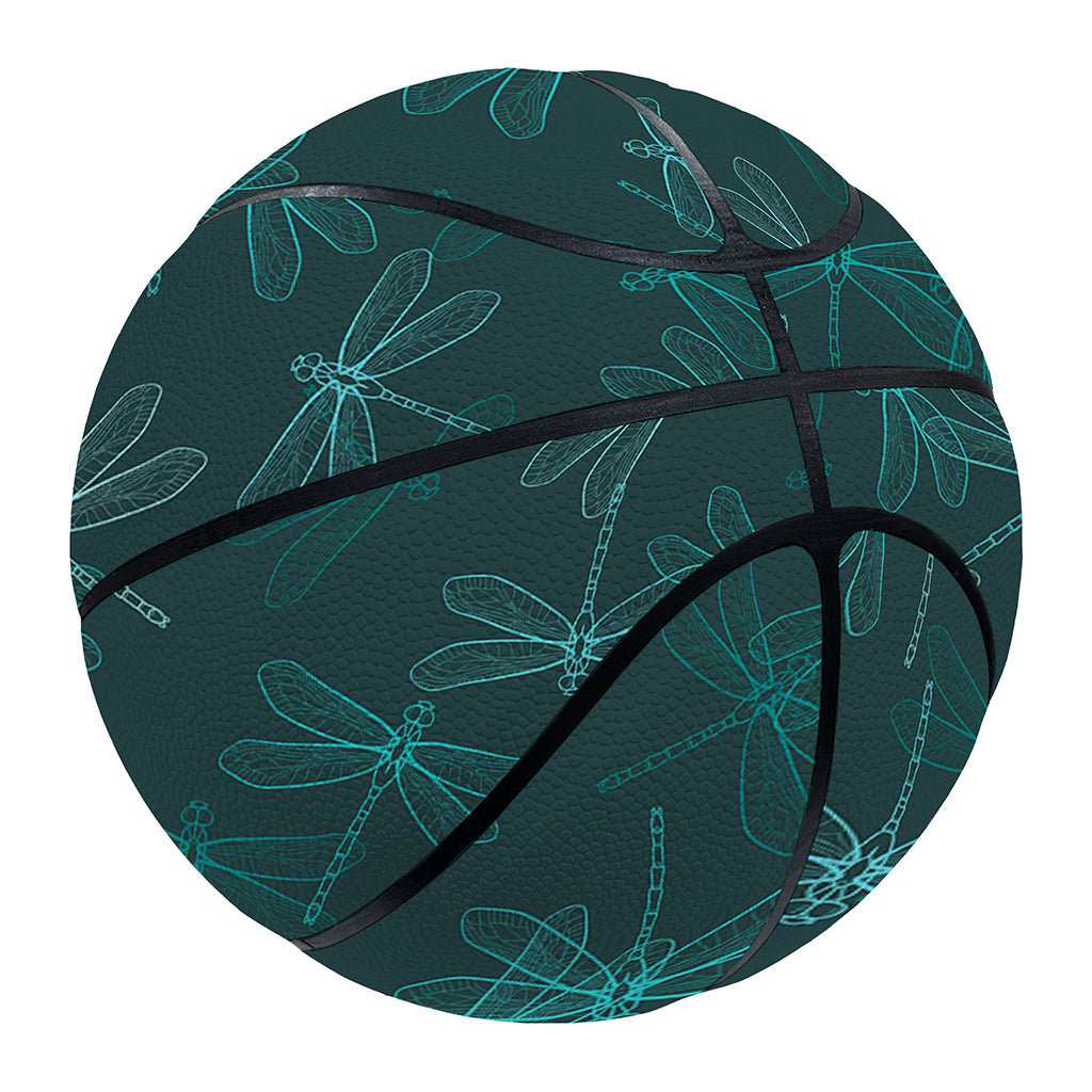 Turquoise Dragonfly Pattern Print Basketball