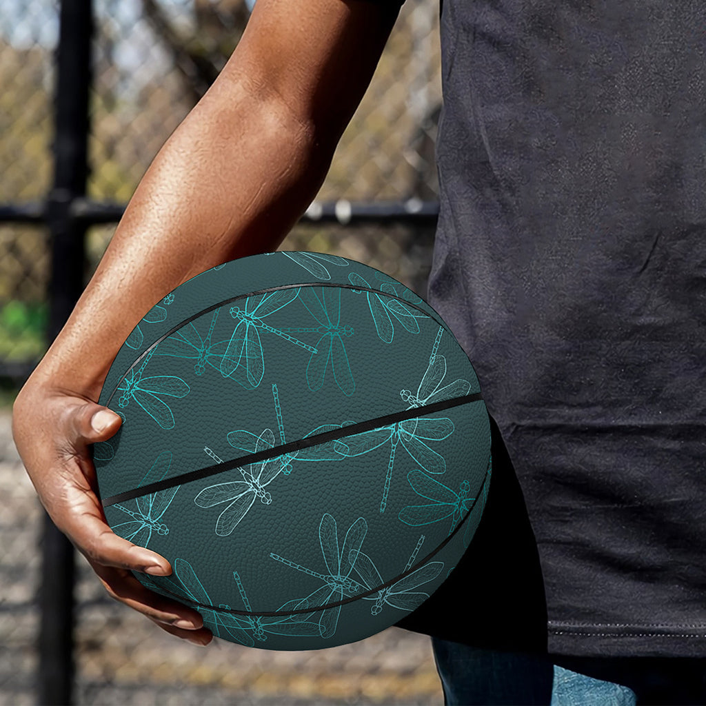 Turquoise Dragonfly Pattern Print Basketball