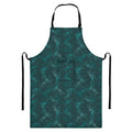 Turquoise Dragonfly Pattern Print Bib Apron With Pocket
