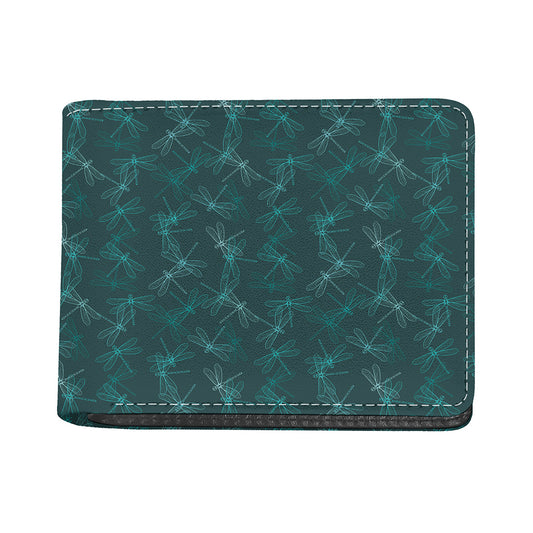Turquoise Dragonfly Pattern Print Bifold Wallet