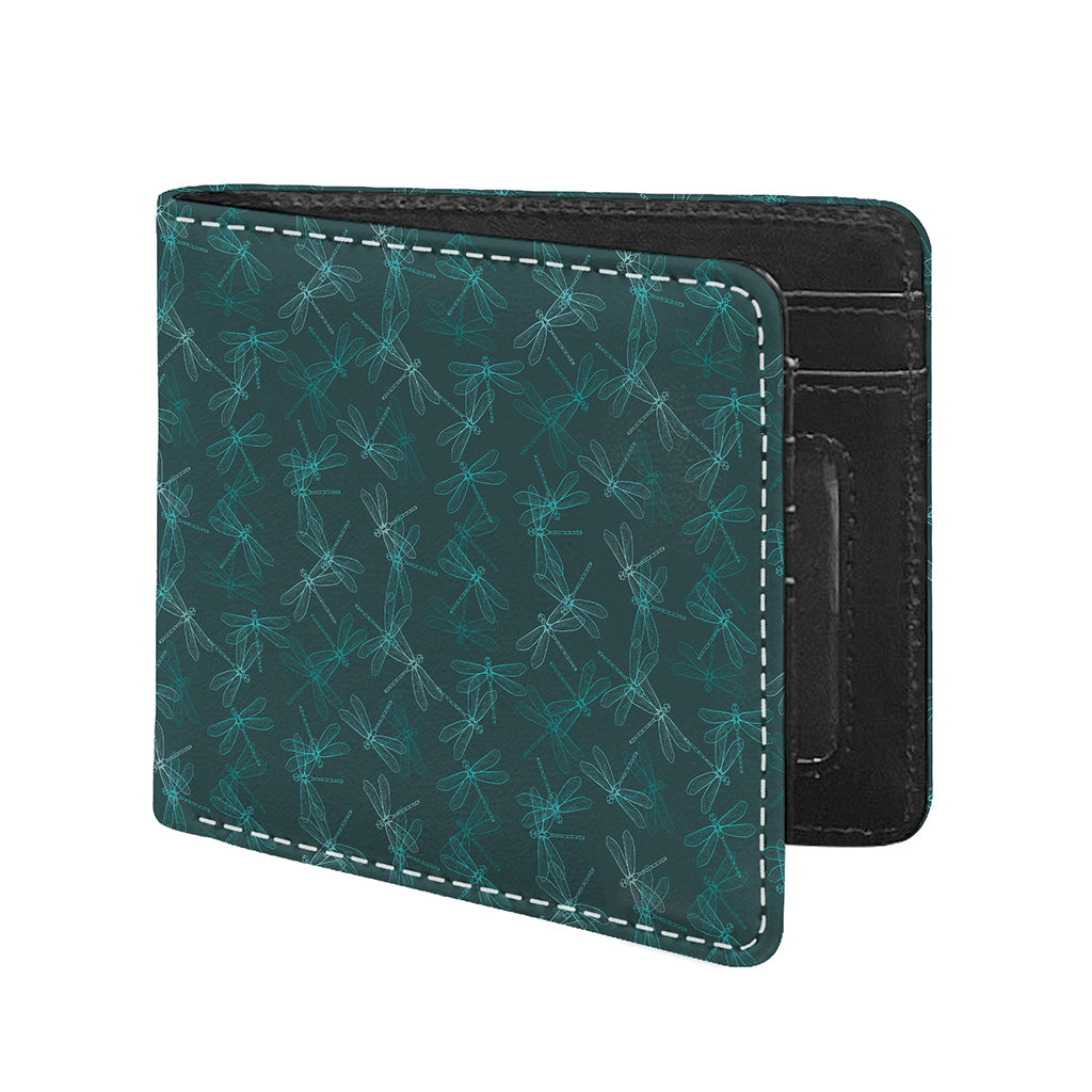 Turquoise Dragonfly Pattern Print Bifold Wallet