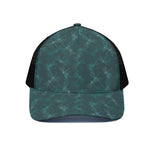 Turquoise Dragonfly Pattern Print Black Mesh Trucker Cap