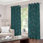 Turquoise Dragonfly Pattern Print Blackout Grommet Curtains