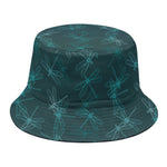 Turquoise Dragonfly Pattern Print Bucket Hat