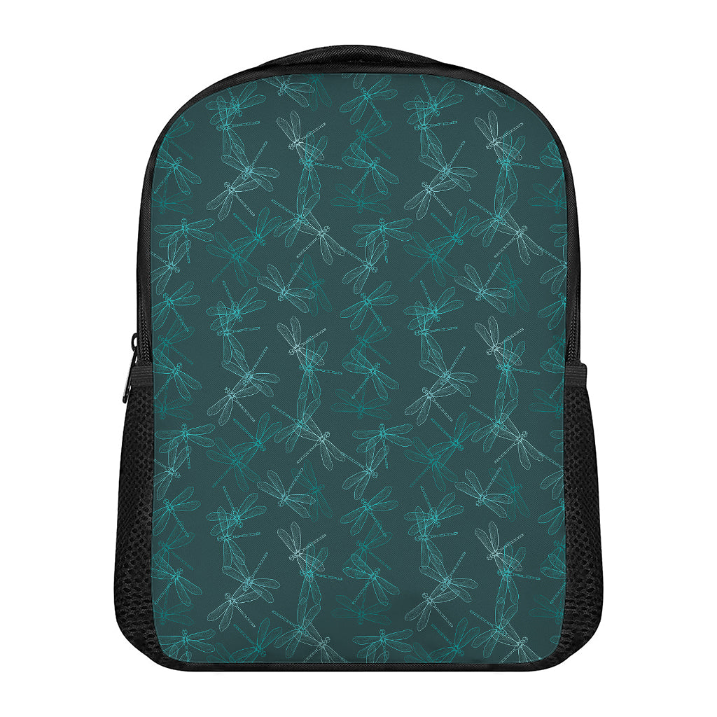 Turquoise Dragonfly Pattern Print Casual Backpack