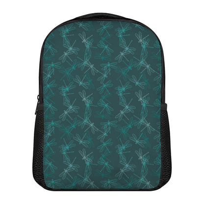 Turquoise Dragonfly Pattern Print Casual Backpack