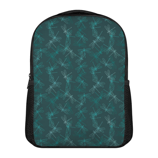 Turquoise Dragonfly Pattern Print Casual Backpack