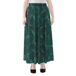 Turquoise Dragonfly Pattern Print Chiffon Maxi Skirt