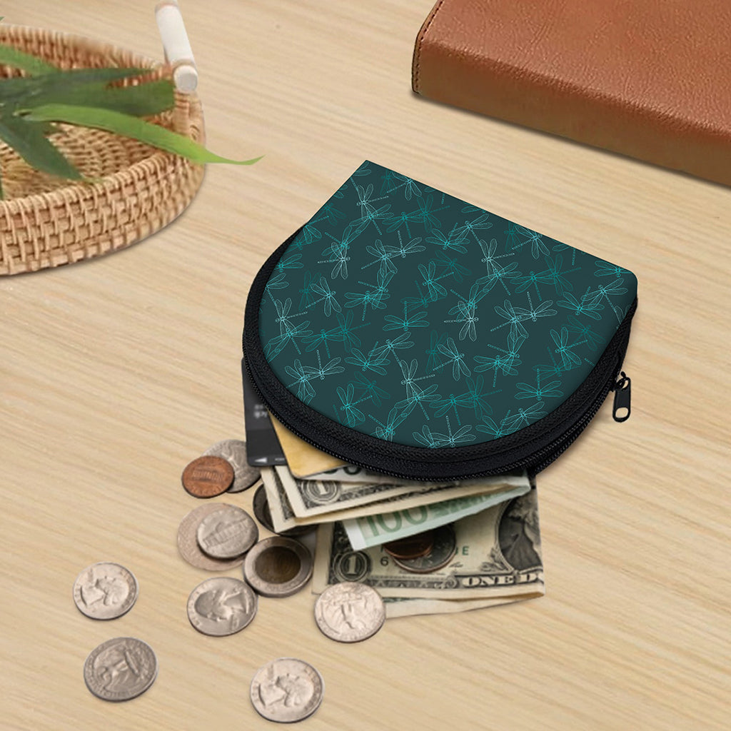 Turquoise Dragonfly Pattern Print Coin Purse