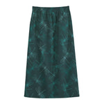 Turquoise Dragonfly Pattern Print Cotton Front Slit Maxi Skirt