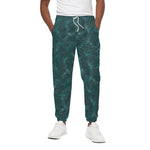 Turquoise Dragonfly Pattern Print Cotton Pants