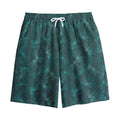 Turquoise Dragonfly Pattern Print Cotton Shorts