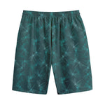 Turquoise Dragonfly Pattern Print Cotton Shorts