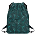 Turquoise Dragonfly Pattern Print Drawstring Backpack