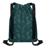 Turquoise Dragonfly Pattern Print Drawstring Backpack