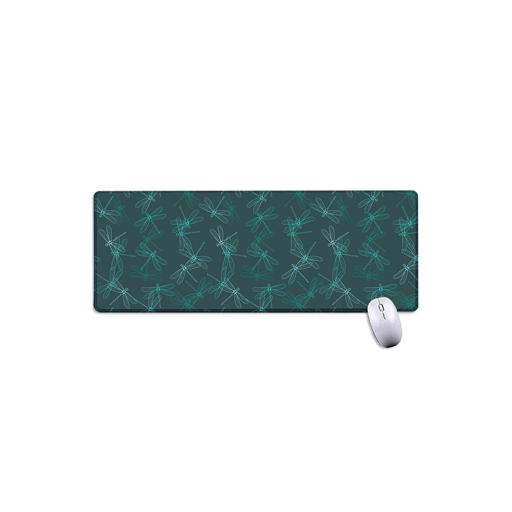 Turquoise Dragonfly Pattern Print Extended Mouse Pad
