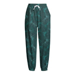 Turquoise Dragonfly Pattern Print Fleece Lined Knit Pants