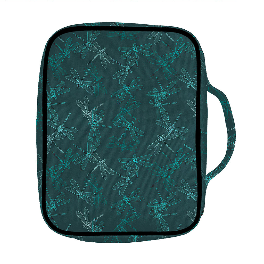 Turquoise Dragonfly Pattern Print Front Pocket Bible Bag