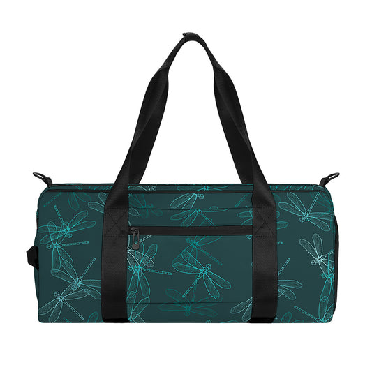 Turquoise Dragonfly Pattern Print Gym Bag