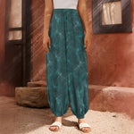 Turquoise Dragonfly Pattern Print Harem Pants