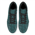 Turquoise Dragonfly Pattern Print High Top Leather Sneakers