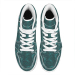 Turquoise Dragonfly Pattern Print High Top Leather Sneakers