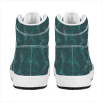 Turquoise Dragonfly Pattern Print High Top Leather Sneakers