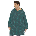 Turquoise Dragonfly Pattern Print Hoodie Blanket