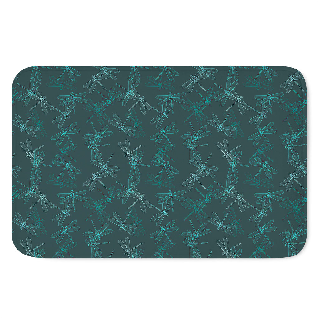 Turquoise Dragonfly Pattern Print Indoor Door Mat