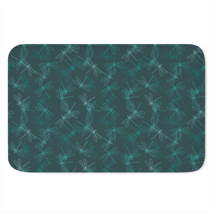 Turquoise Dragonfly Pattern Print Indoor Door Mat