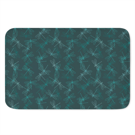 Turquoise Dragonfly Pattern Print Indoor Door Mat