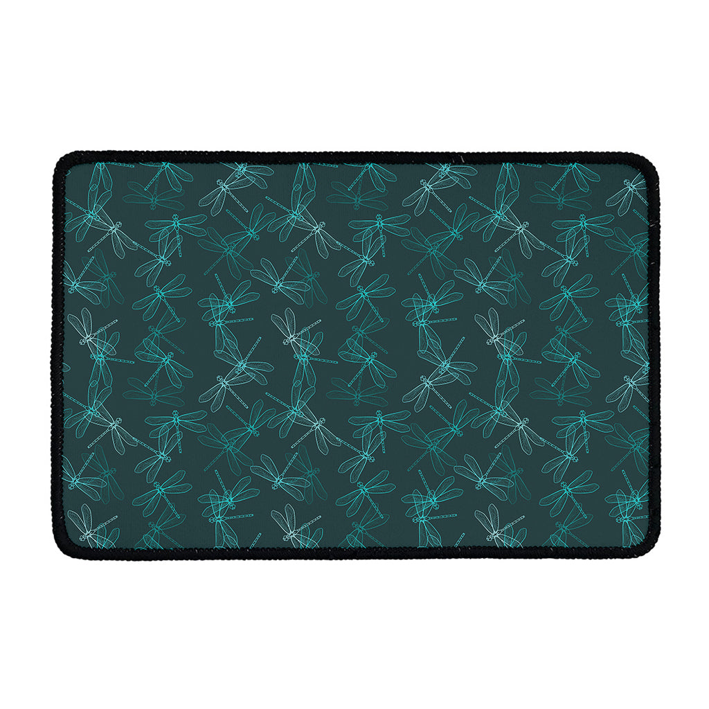 Turquoise Dragonfly Pattern Print Kitchen Mat