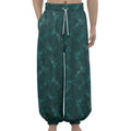 Turquoise Dragonfly Pattern Print Lantern Pants