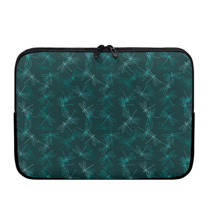 Turquoise Dragonfly Pattern Print Laptop Sleeve