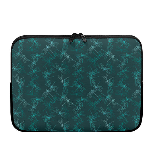 Turquoise Dragonfly Pattern Print Laptop Sleeve