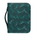 Turquoise Dragonfly Pattern Print Leather Bible Cover