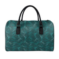 Turquoise Dragonfly Pattern Print Leather Duffel Bag