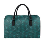 Turquoise Dragonfly Pattern Print Leather Duffle Bag