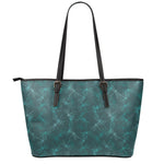 Turquoise Dragonfly Pattern Print Leather Tote Bag
