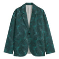 Turquoise Dragonfly Pattern Print Men's Blazer