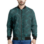 Turquoise Dragonfly Pattern Print Men's Bomber Jacket