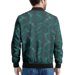 Turquoise Dragonfly Pattern Print Men's Bomber Jacket